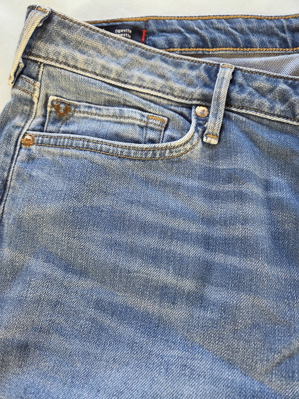 True Religion Sara Cigarette Jeans Womens 31 Distressed Slim Straight Light Wash - Picture 8 of 16